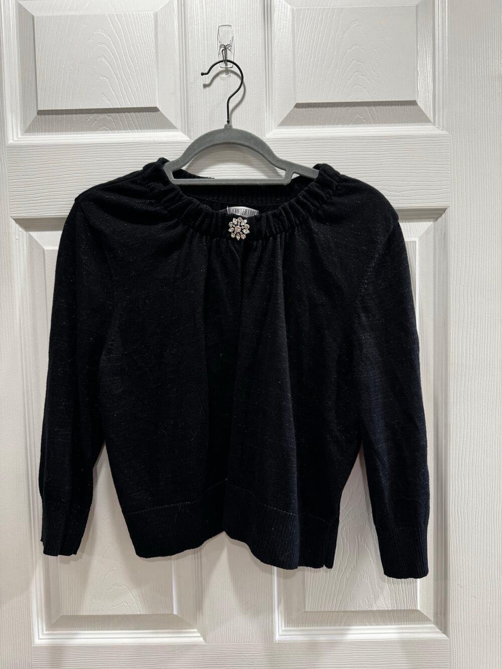 Jennifer Lopez Black Rhinestone Sparkle Black Holiday Sweater Cadigan XL